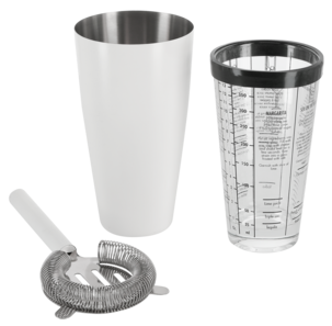 Cocktailshaker i glas och metall