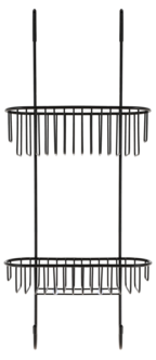 Ripustettava suihkuhylly, jossa koukut