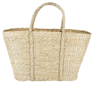 Stor flettet strandveske i strå