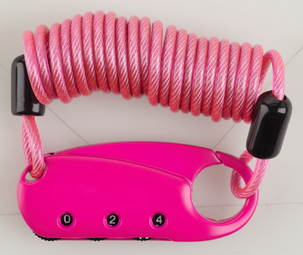 Hengelås med kode og spiralvaier, bredde 60 mm