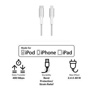 Tygklädd USB-C till Lightning laddkabel för iPhone 1,5m Clas Ohlson