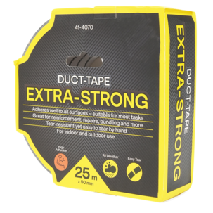 Vävtejp X-Power, svart silvertejp, 50 mm x 25 m