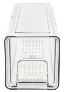 Stapelbar kylskåpsförvaring med låda, transparent