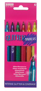 Glitterpennor Sense 6-pack, från 3 år