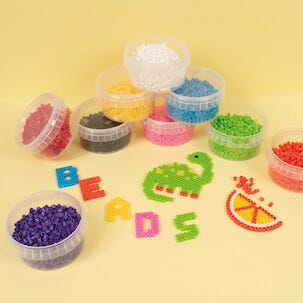 Små perler for barn fra 5 år, 9 farger, ca 10 800 stk