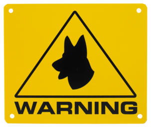 Skylt, varning för hunden