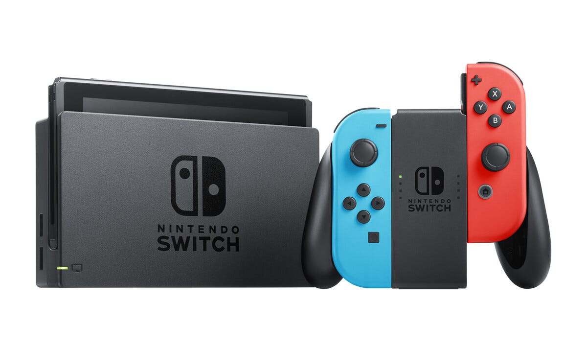 Nintendo Switch med Neon Blue / Neon Red Joy-Con, spelkonsol | Clas Ohlson