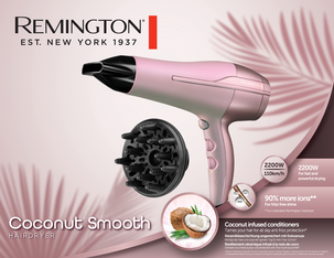 Remington Hiustenkuivaaja Coconut Smooth D5901