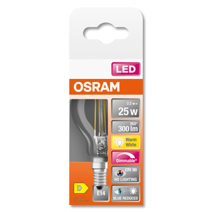 Dimbar klotlampa LED E14 Osram, varmvit