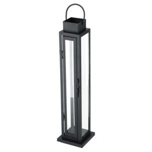 Lykt for stakelys, metall glass svart 39 cm