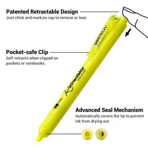 Writech överstrykningspenna infällbar spets 4 mm gul
