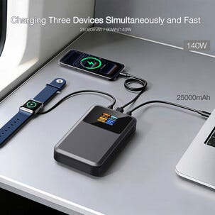Powerbank tre porter 25 000 mAh, 140 W