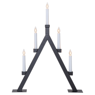 Adventsljusstake Oliver 5-armad LED svart metall, 55 cm