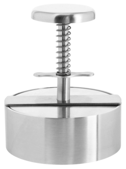 Hamburgerpresse rustfri med målangivelse, 11 cm