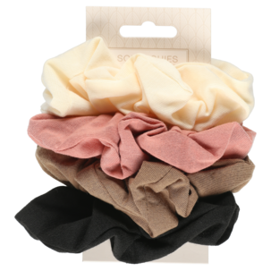Hårsnoddar scrunchies bomull, 4-pack