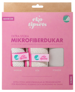 Ekotipset mikrofiberdukar extra stora, 3-pack