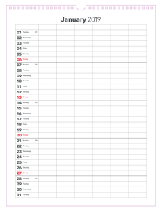 Familiekalender 2019, norsk