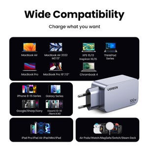 Ugreen Nexode Pro USB-C Laturi, 100 W 3 porttia, GaN