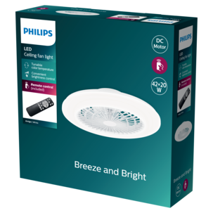 Philips Amigo Kattotuuletin, LED-valaisin, valkoinen, himmennettävä