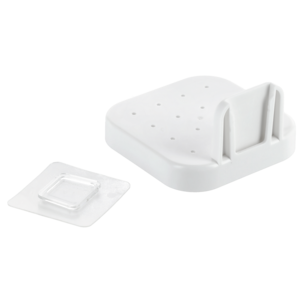 Selvklebende vegghylle i plast 9,3 x 9,3 x 5,4 cm, hvit