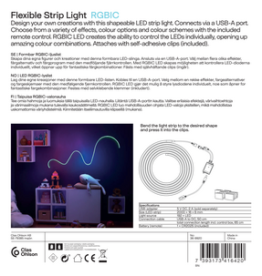 Fleksibel LED-list RGBIC USB med fjernkontroll, 2 m