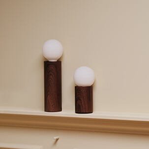 Deco bordslampa E27 metall med mörk träoptik, Northlight