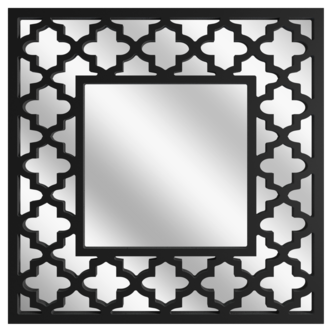 Veggspeil med ornamenter på 50 x 50 cm, svart