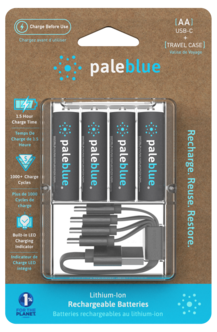 Pale Blue AA laddningsbara batterier USB-C, 4-pack