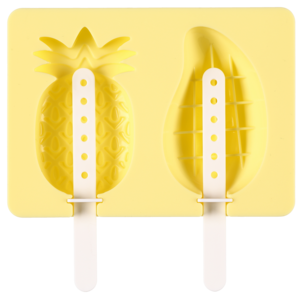 Jäätelömuotti silikonia, hedelmän muotoinen, 2 jäätelöpuikkoa