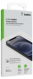 Näytönsuoja iPhone 12 / 12 Pro, Belkin Tempered Glass Anti-Microbial