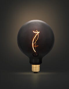 Rökfärgad globlampa dimbar LED G125 E27 Smokey, svart