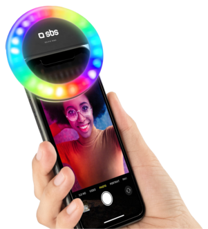 SBS RGB Selfie Ring Light Rengasvalo puhelimeen, valkoinen ja värillinen valo