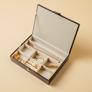 Smyckeskrin herr, smyckesbricka med lock, stapelbar, svart