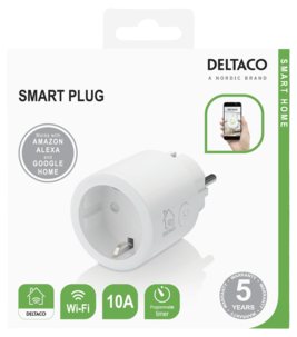 Deltaco SH-P01 smart plug wifi 10A innendørs, hvit