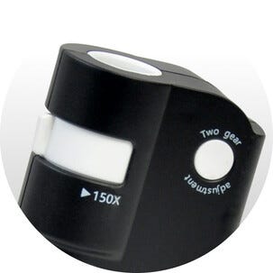 Bärbart mikroskop med LED och UV, 80-150x förstoring