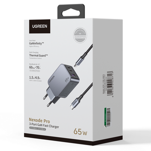 Ugreen Nexode Pro USB-C lader 65 W 3 porter, GaN