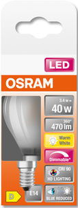 Dimbar klotlampa LED E14 Osram, varmvit