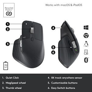 Logitech MX Master 3S trådløs mus for høyrehendte