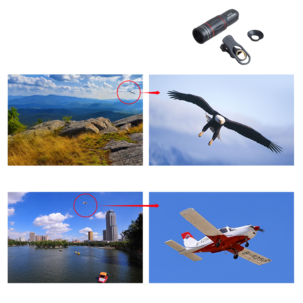 Teleobjektiv 18 x zoom och tripod till mobiltelefon 