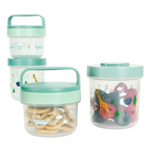 Snacksboks for barn, med rom, stabelbar, 2-pakning