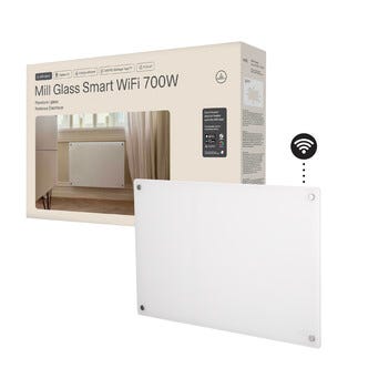 Mill Glass Smart wifi-varmeovn Gen. 4, hvit, 700 W