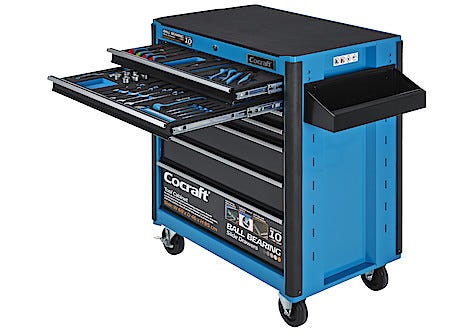 Työkalukaappi, jossa 90 työkalua