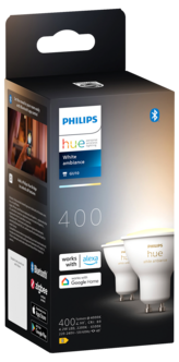Philips Hue White Ambiance GU10 LED Bluetooth, 2-pakning