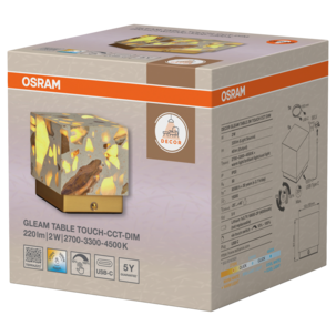 Osram Gleam liten laddbar bordslampa terrazzo kub