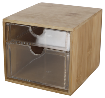 Sminkförvaring med 2 lådor, bambu