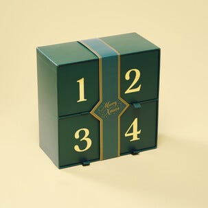 Adventskalender att fylla själv, 4 lådor, grön/guld
