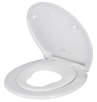 Pehmeästi sulkeutuva WC-istuimen kansi ja supistaja