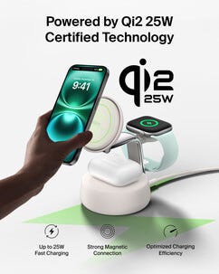 Belkin UltraCharge Pro 3-i-1 Qi2-lader, 25W