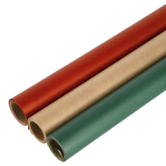 Julklappspapper kraftpapper röd/grön/brun 3-pack