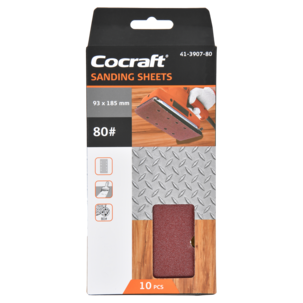 Cocraft sandpapir borrelås, 93 x 185 mm, 10-pakning